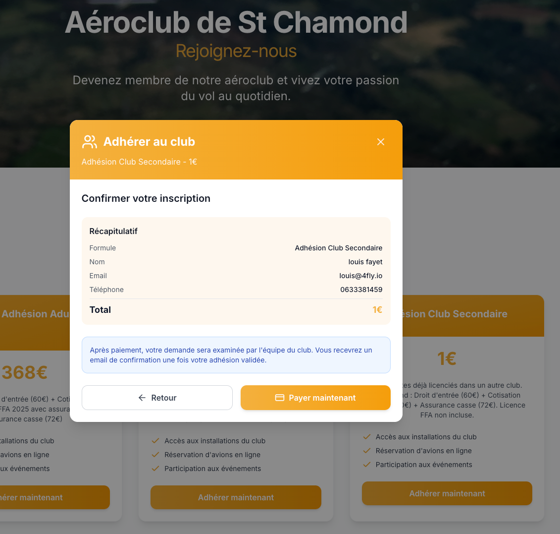 Nouvelle fonctionnalité : Adhésions en ligne